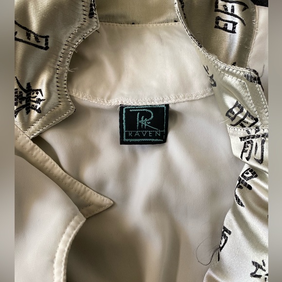 Raven Bustier style Jacket White Sateen with Black Characters size M - Picture 12 of 14